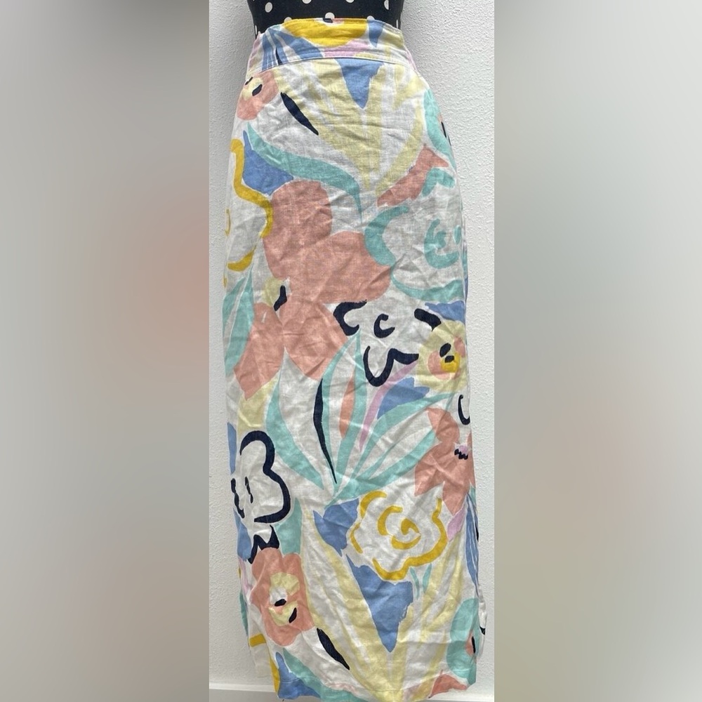 Rachel Zoe Floral Linen Maxi Skirt. Size Small